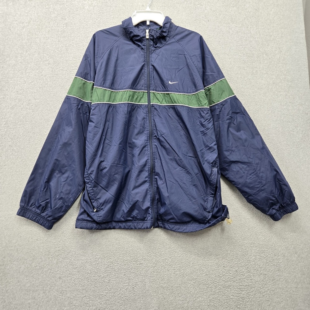 VINTAGE Nike Men Activewear Jacket XL Navy Colorblock Windbreaker Nylon Logo